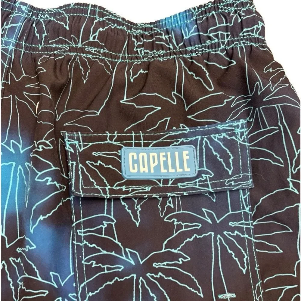 Capelle Miami Foggy Palms Board Shorts Men’s Large Swim Trunks w/Carry Bag